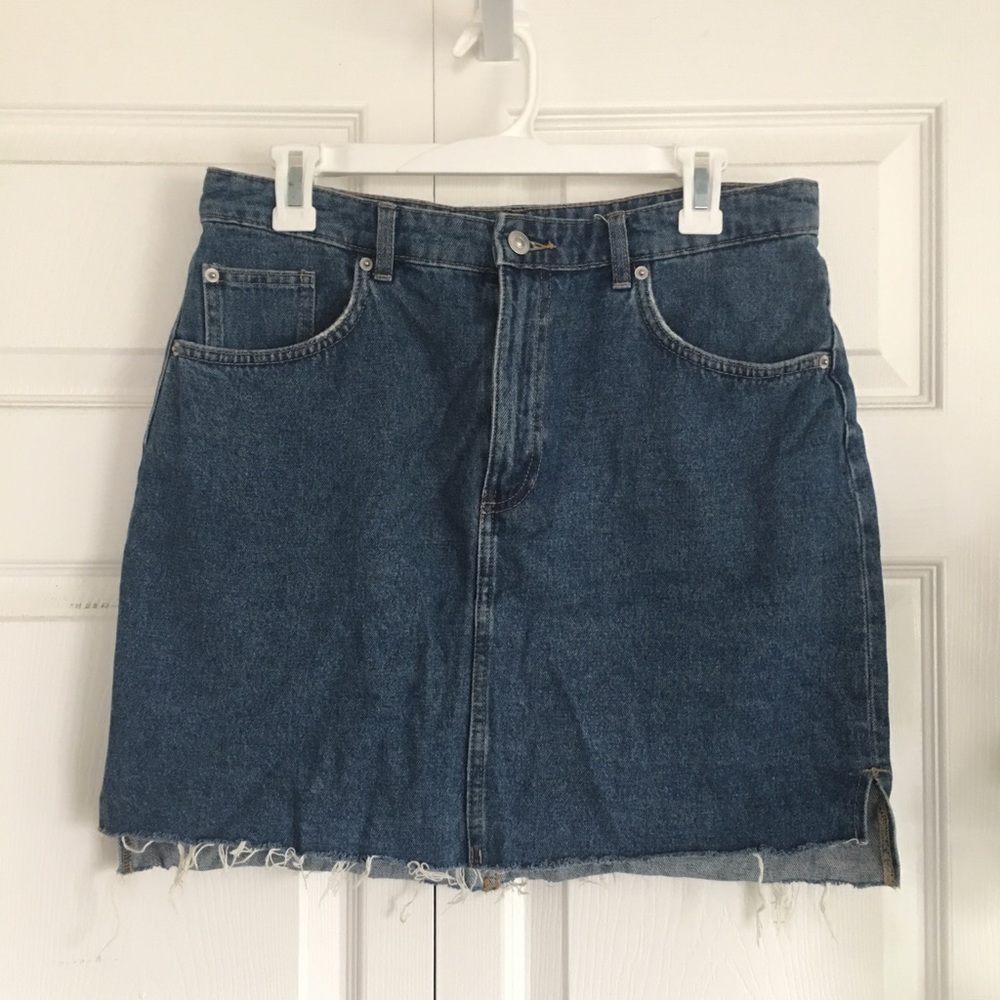 Denim Skirt with Light Distressing